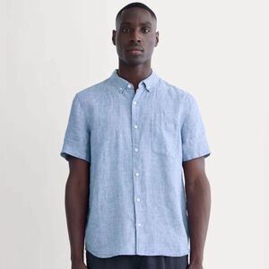 Men's Blue Linen Shirt by Thom Aaron